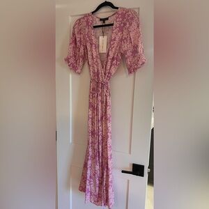 NWT Wrap Dress Like Reformation Pink Floral Maxi Baby Shower